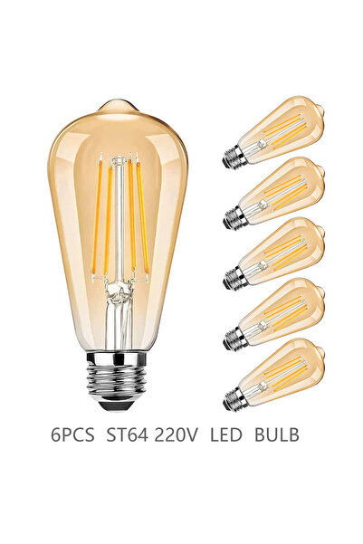 Choice 8 W YELLOW ST64 LED Bulb 6-Pack 4W/6W/8W Edison Retro Vintage Light Bu...