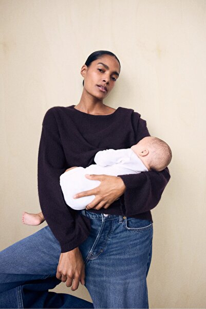 H&M MAMA Pelerin Detaylı Emzirme Kazağı