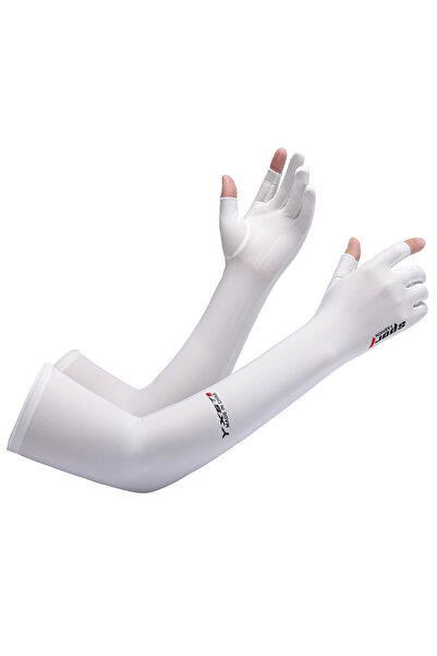 Choice 2-Finger White Cooling UV Protection Arm Sleeves for Men Women Cycling...
