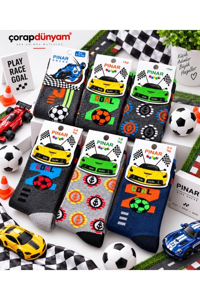 çorapdunyam Boys' 6-Piece Mixed Socks