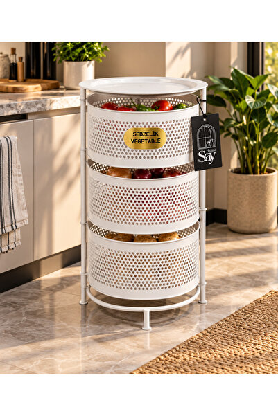 SAY HOME METAL 3 KATLI AÇILIR KAPANIR SEBZELİK (BEYAZ)