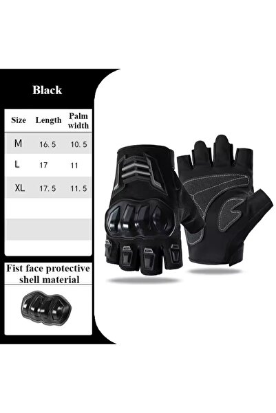 Choice1 L Black Breathable Motorcycle Gloves Half Finger Wear-Resistant Anti-...