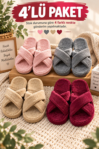 Moda Frato Modafrato Pack of 4 Crossed Women's Slippers Home Slippers