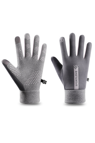 Choice1 Gray-Men Winter Gloves Women Cycling Bike Thermal Fleece Cold Resista...
