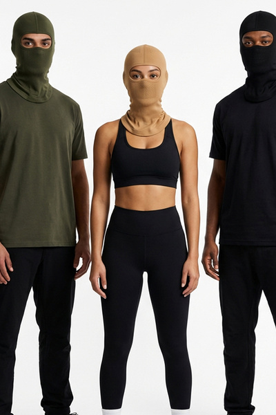 headwear 3-Piece Balaclava Set Black Beige Khaki – Breathable Under-Helmet Biker Mask