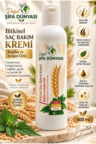 DogalSifaDünyası Hair Care Cream 500 ml Natural Wheat and Nettle Extract Herb...