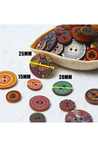 Choice 25MM 15-25mm 50 قطعة أزرار خشبية ريترو 2 فتحات للعمل اليدوي الخياطة سج...