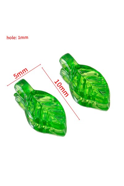 choice2 Style 2 50pcs Acrylic Green Leave Pendants Plastic Leaf Loose Beads f...