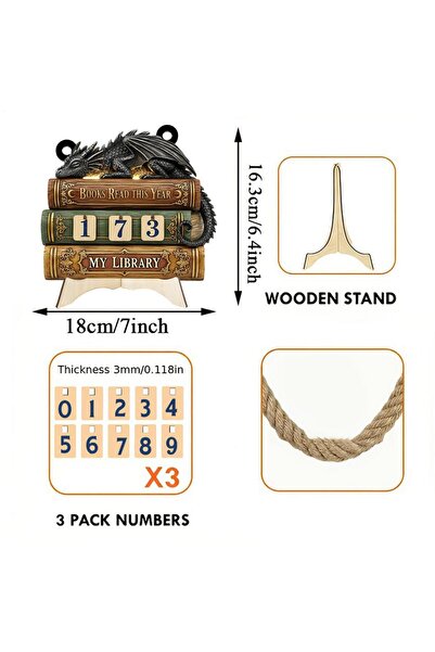 Choice Others Dragon Embossed Wooden Books Read Counter Tracker Reading Chall...