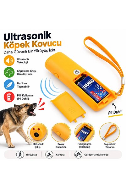 Ultrasonik Köpek Kovucu Ve Eğitici Cihaz Pil Dahil