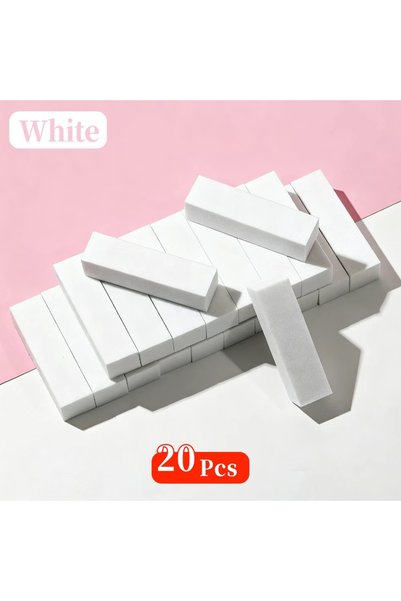 Choice5 White 20Pcs 1/20Pcs White Nail Buffer Block 4 Way Professional Nail F...