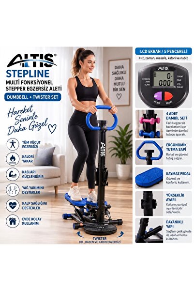 ALTIS Stepline Multi Fonksiyonel Stepper Egzersiz Aleti Dumbell + Twister Set