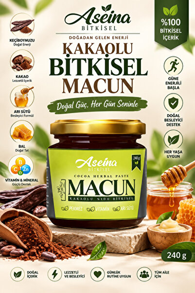 Aseina macun Kakaolu Pekmez, Arı Sütü Bal Vitaminli Bitkisel Macun 1’Li SET