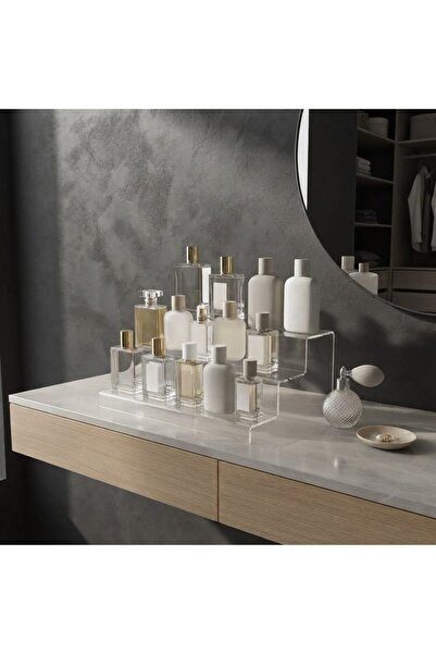 Trend Pleksi 3 Katlı Merdiven Stand (Şeffaf 30cm)