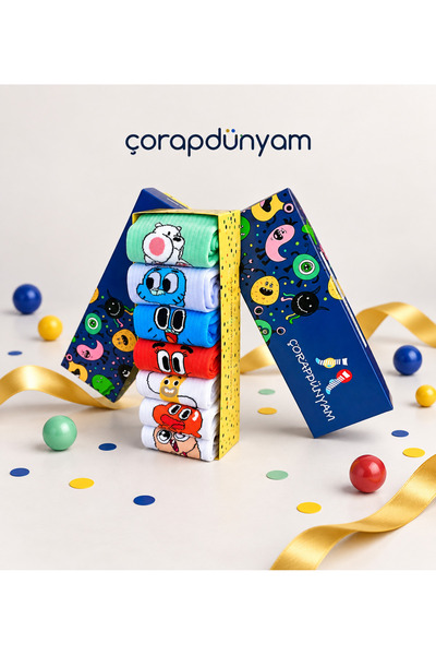 çorapdunyam 7”li Kutulu Gumball Darwin Jake Finn Sevgililer Günü Özel Kutu Ne...
