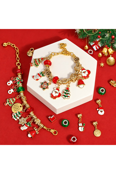 miraza Calendar Advent Bijuterii, 24 Zile cu Surprize,Kit de Fabricat Bratari cu Charmuri, Pandantive, Rosu