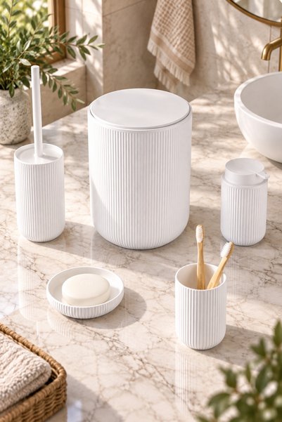 HOMENIVA White Pro 5 Piece Bathroom Set