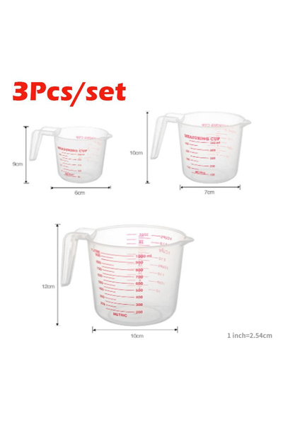 Choice 3 قطع 3 قطع 250/500/1000 مل أكواب قياس سائل الخبز كوب مقياس من مادة ال...