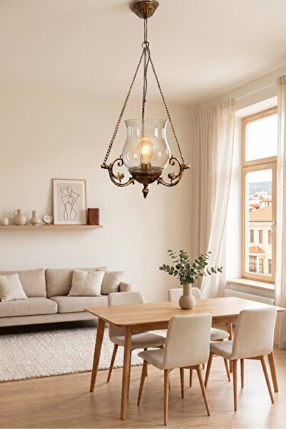 DOĞA HEDİYELİK HOME Döküm Metal Lale Camlı Avize