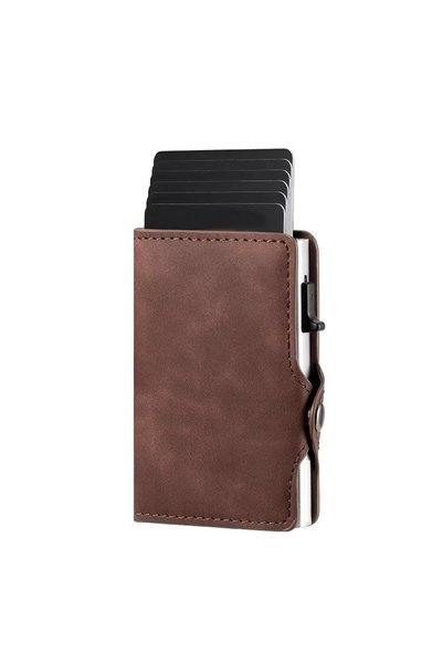 choice2 Coffee Carbon Fiber Holder Men's RFID Blocking Smart Metal Thin Slim ...