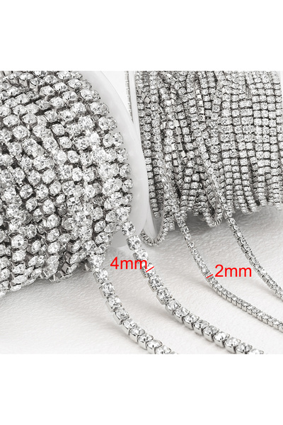 choice2 4mm Steel Color 1Meter Stainless Steel Crystal Rhinestone Chain Sew-O...