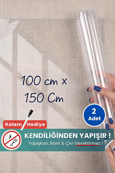 Pi Papers 100 X 150 Cm, 2 Adet Şeffaf Kağıt Tahta, Yapışkansız Tutunan Akıllı Kağıt, Yaz Sil Sihirli Kağıt