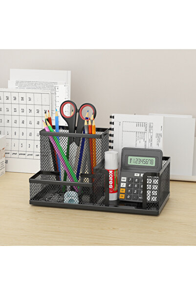 Choice black Black Mesh Desk Organizer - 3-Tier Storage with Pencil Holder & ...