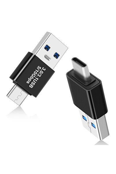 Choice محول USB A إلى USB C أسود (عبوة من قطعتين)، موصل مزامنة سريع USB 3.0/3...