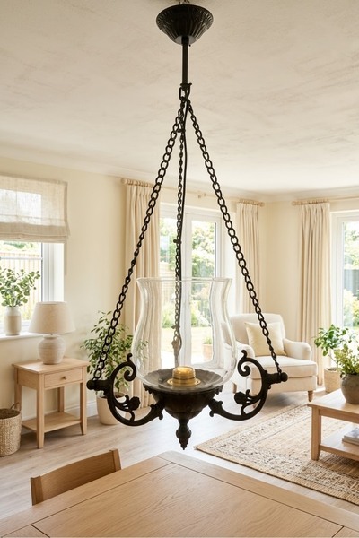 DOĞA HEDİYELİK HOME Döküm Metal Lale Camlı Avize