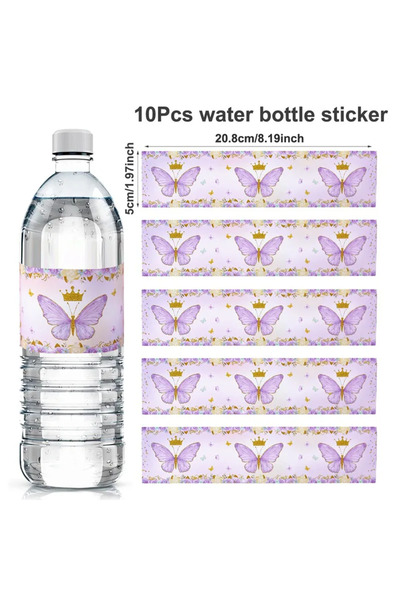 Choice as shown Purple 10pcs Purple Butterfly Bottle Labels Stickers Butterfl...