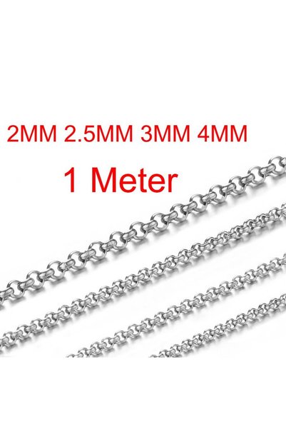 Choice 4.0mm Steel color 1 Meter 2-4mm Stainless Steel O-line Small Round Nec...