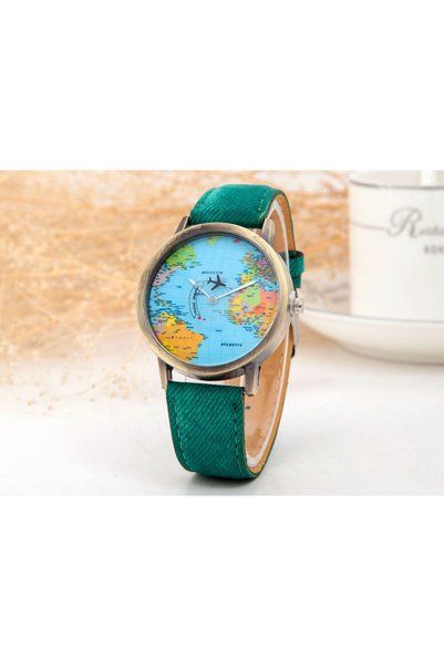 Choice green Fashion Earth Dial Women Watches Casual Leather Strap Ladies Wri...