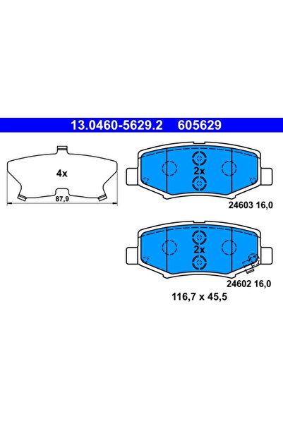 Ate Σετ τακάκια φρένων, δισκόφρενα 13.0460-5629.2