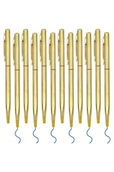 Choice Retro 12Pcs 12 Pcs Slim Gold Ballpoint Pens Black Ink 1 Mm - Black Ink...