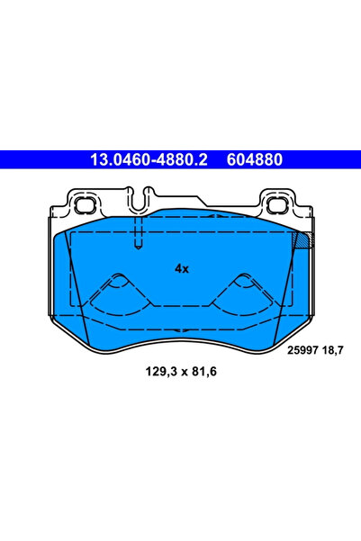 Ate Σετ τακάκια φρένων, δισκόφρενα 13.0460-4880.2 Mercedes-Benz C-Class/C-Cla...