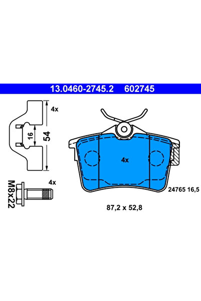 Ate Σετ τακάκια φρένων, δισκόφρενο 13.0460-2745.2 Citron Berlingo / Berlingo ...