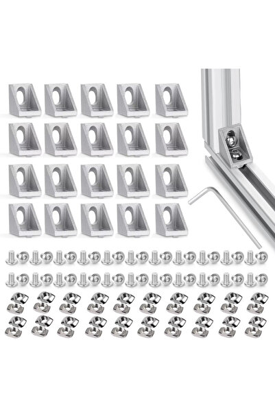 Choice Silver 40Pcs Drop in T Nuts and Hex Screw Bolt for Slot 6mm ,20Sets Co...