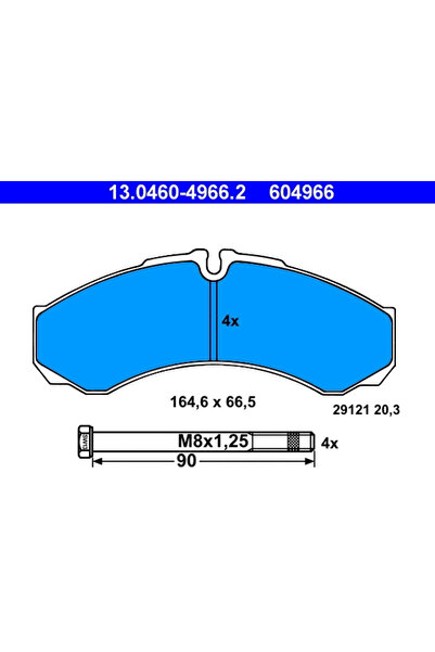 Ate Σετ τακάκια φρένων, δισκόφρενα 13.0460-4966.2