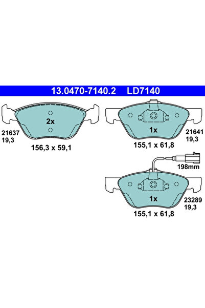 Ate Σετ τακάκια φρένων, δισκόφρενο 13.0470-7140.2