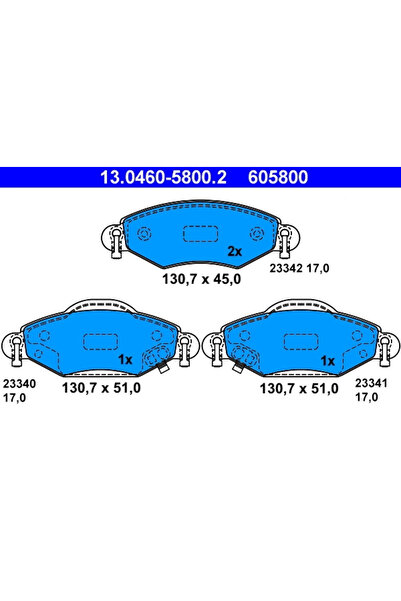 Ate Brake pad set, disc brake 13.0460-5800.2