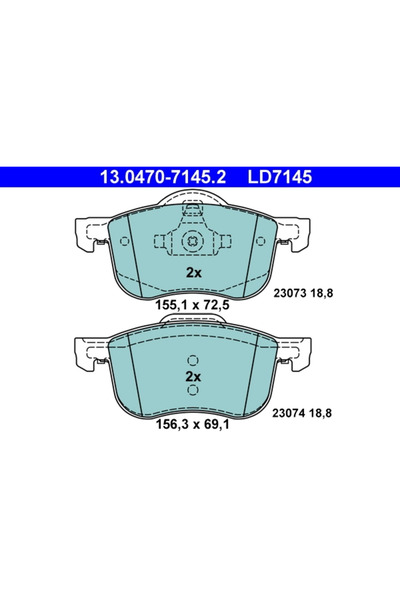 Ate Σετ τακάκια φρένων, δισκόφρενο 13.0470-7145.2 Volvo S60 I/S80 I/V70 Ii