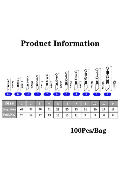 choice2 Size 3 100PCS 100Pcs A Type Needle Fishing Hook Connector Quick Bait ...