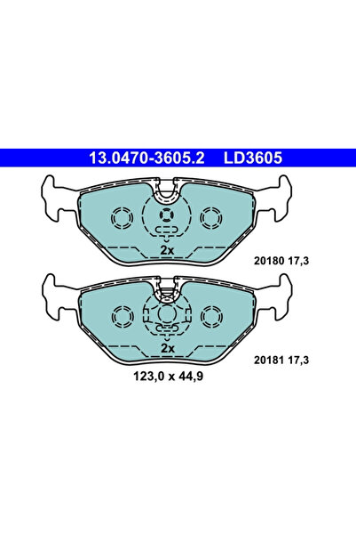 Ate Σετ τακάκια φρένων, δισκόφρενο 13.0470-3605.2 BMW 3/3 Cabriolet/3 Συμπαγή...