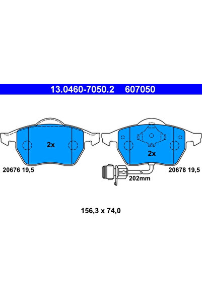 Ate Σετ τακάκια φρένων, δισκόφρενα 13.0460-7050.2