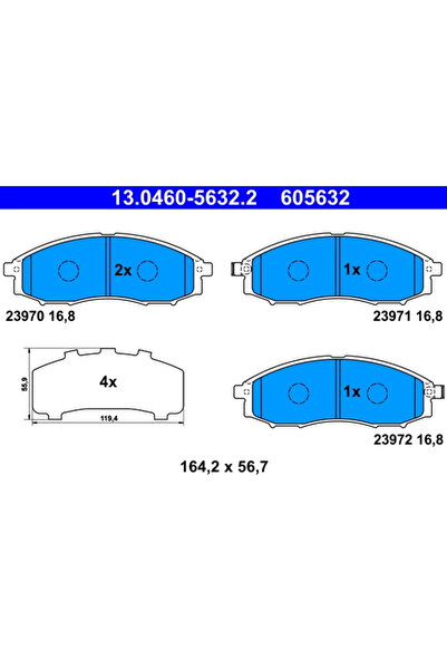Ate Комплект спирачни накладки, дискови спирачки 13.0460-5632.2