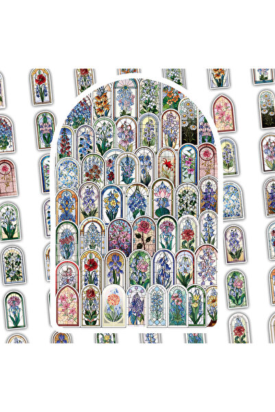 Choice YCK367 50PCS Beautiful Flower Colored Glass Window Stickers High Beaut...