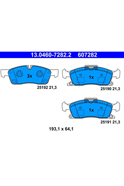 Ate Σετ τακάκια φρένων, δισκόφρενο 13.0460-7282.2