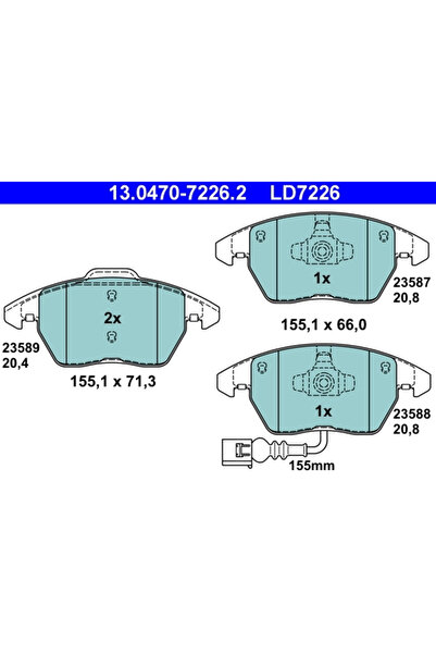 Ate Brake pad set, disc brake 13.0470-7226.2