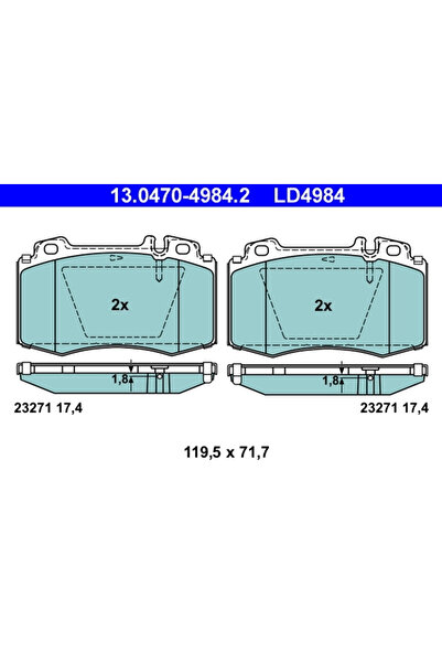 Ate Σετ τακάκια φρένων, δισκόφρενο 13.0470-4984.2