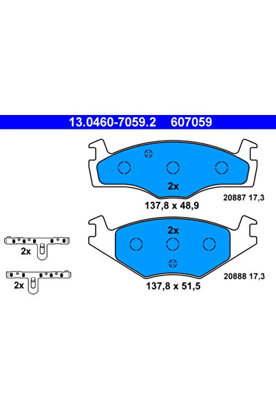 Ate Σετ τακάκια φρένων, δισκόφρενα 13.0460-7059.2
